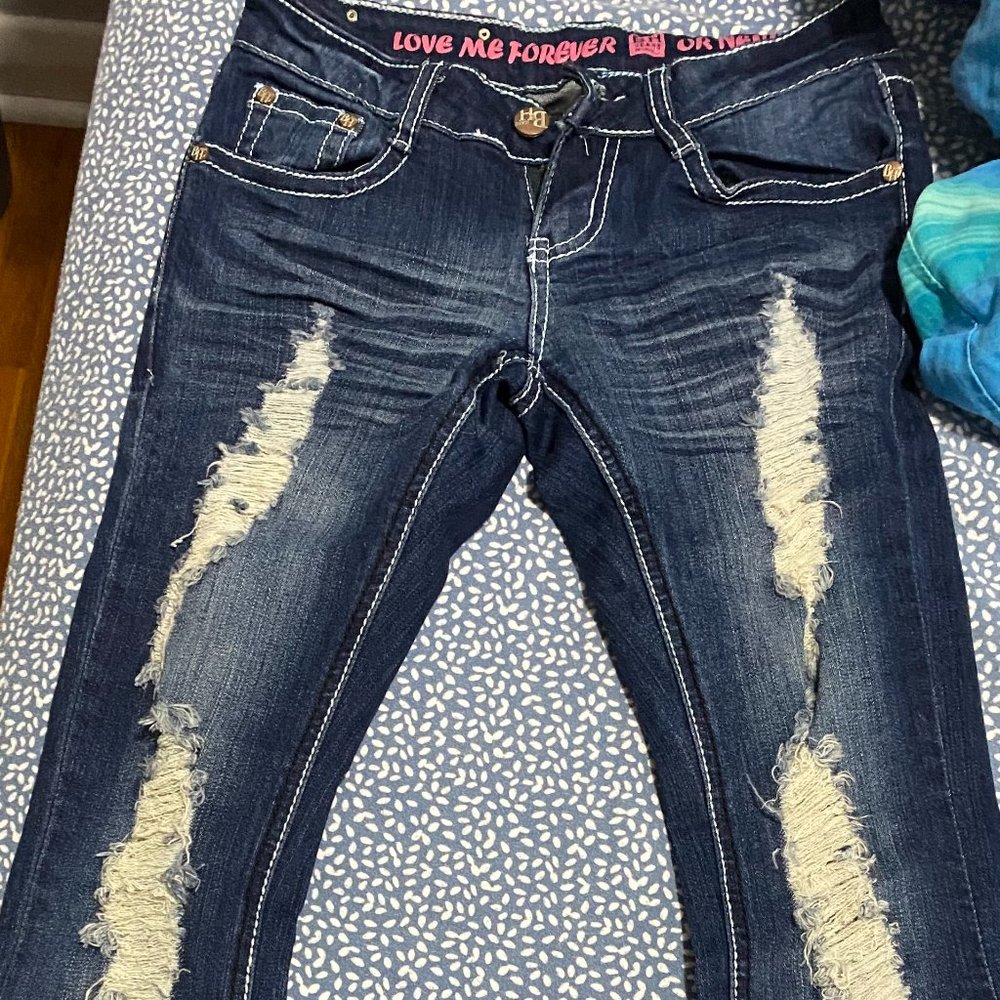 European style ripped low waist jeans size 24